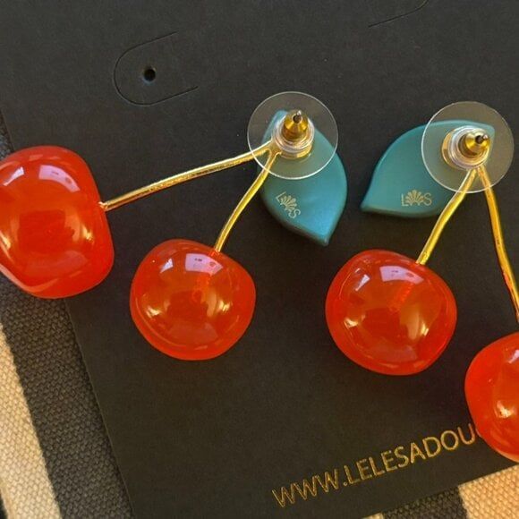 Brand New. $158 Lele Sadoughi Cherry Post Earring - Picture 5 of 7